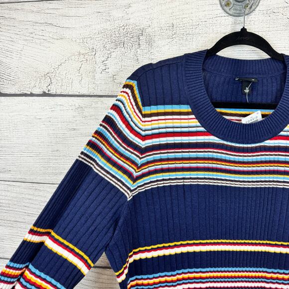 Torrid Plus Size Navy Striped Long Sleeve Crew Column Sweater Dress Size 3X - Picture 8 of 8